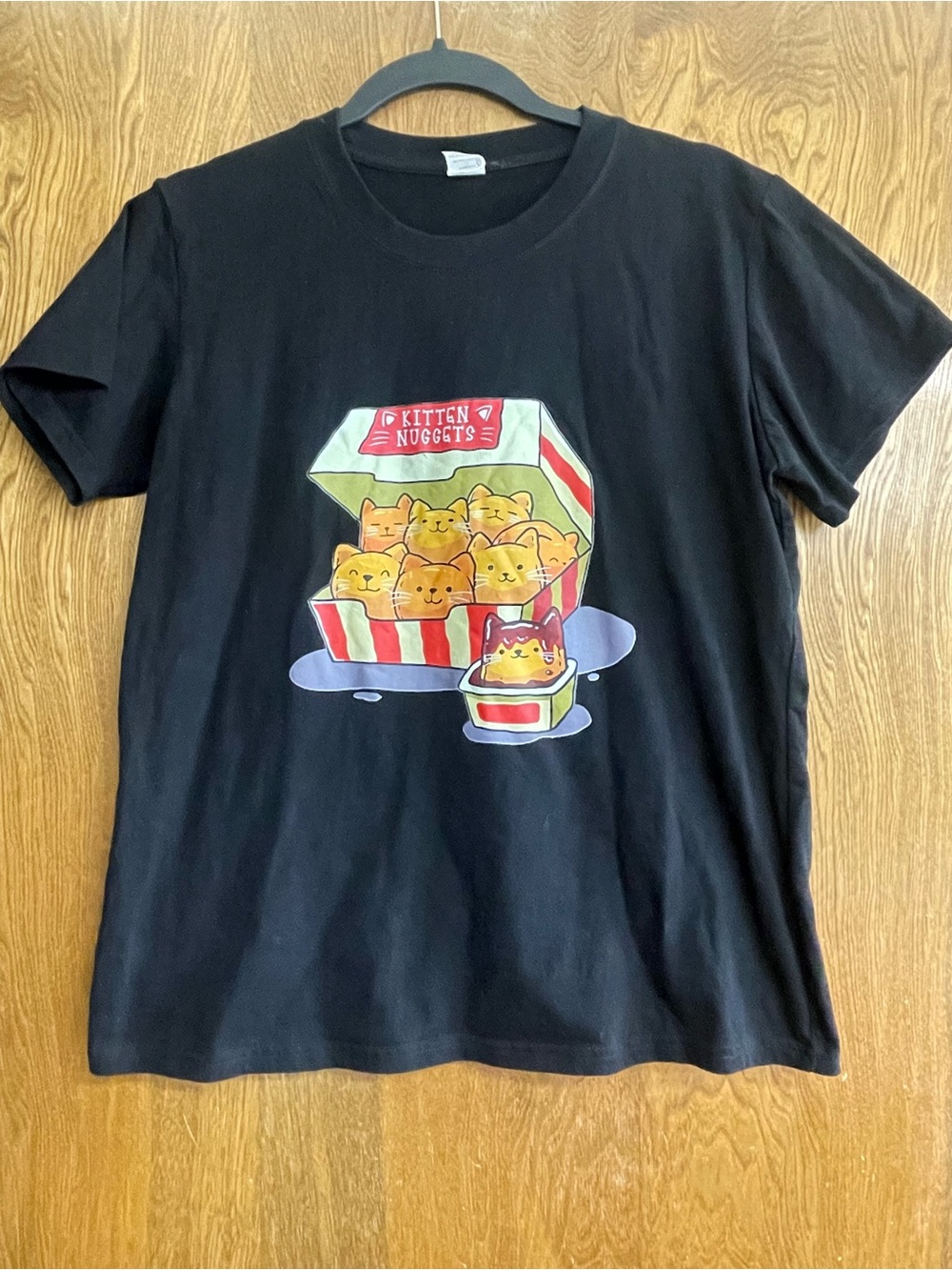 Kitten Nuggets Graphic Tee Black Kawaii Cat T-Shirt Size Small